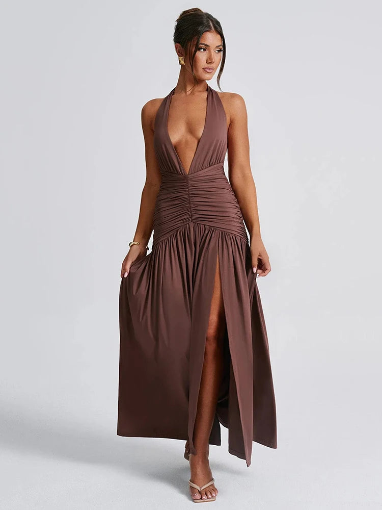 Long V-neck dress PIPA-AV COLLECION