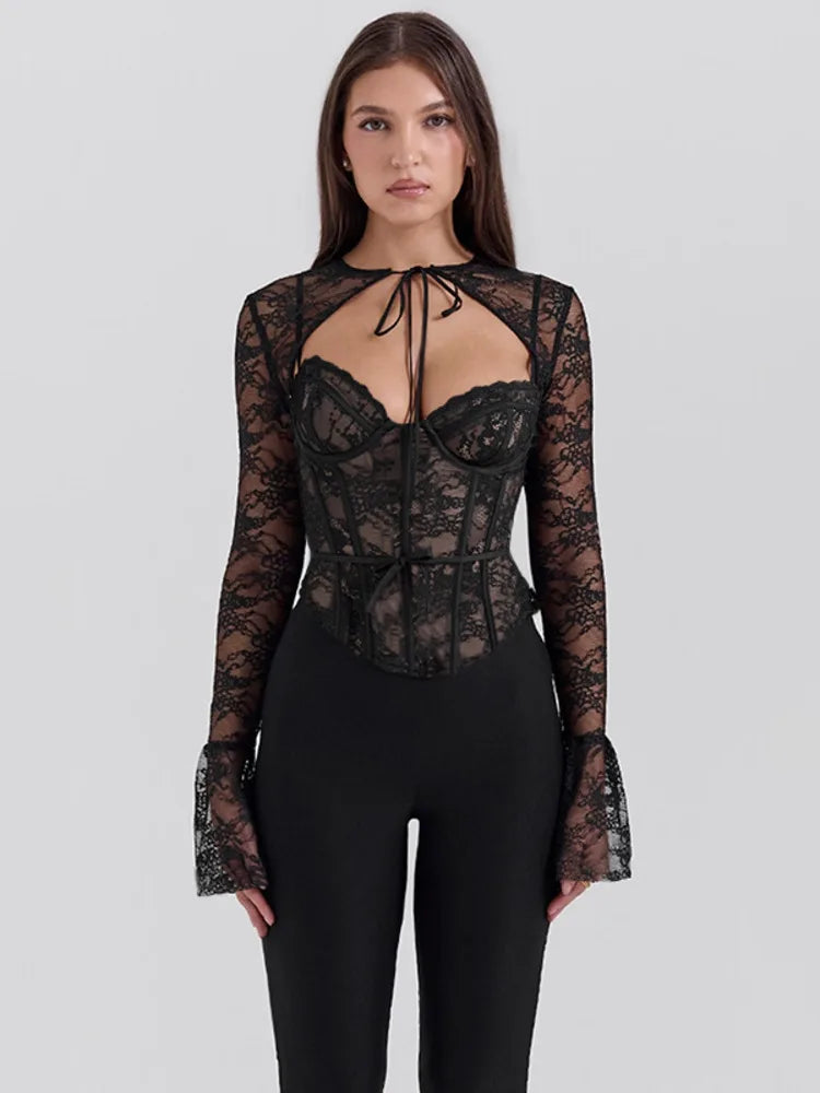 Long-sleeve lace top PIPA-AV TOP