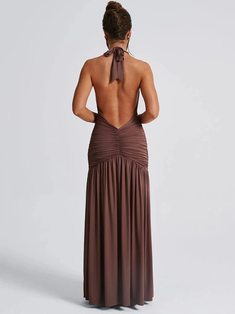 Long V-neck dress PIPA-AV COLLECION