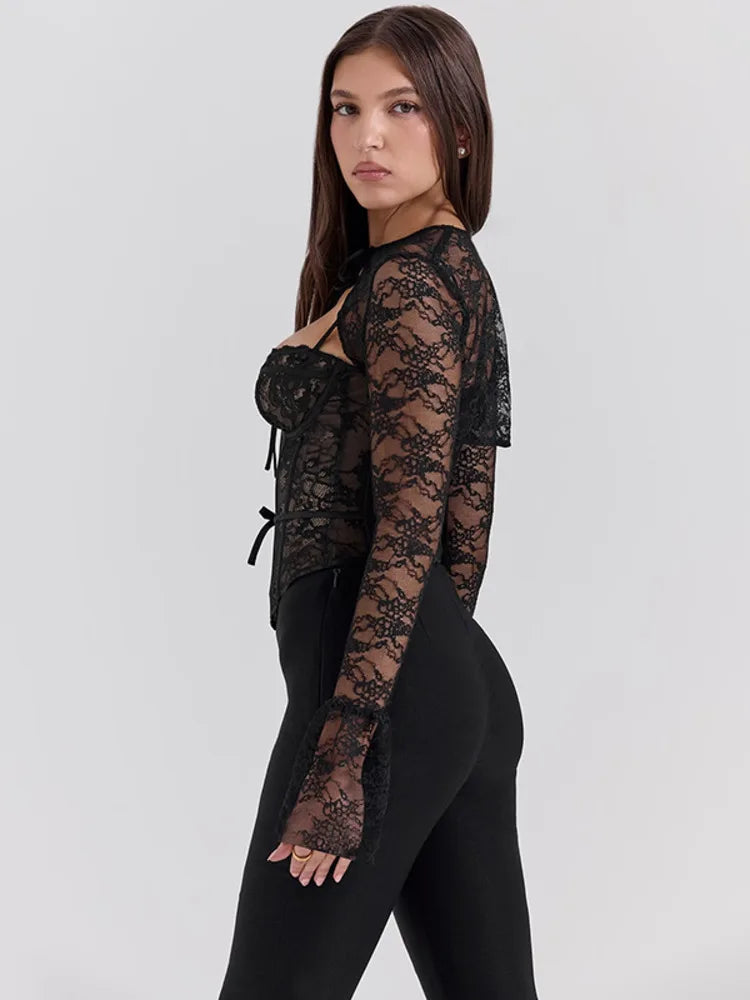 Long-sleeve lace top PIPA-AV TOP